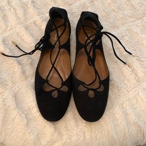 Aquazzura womens 9 1/2 black suede ballet flats